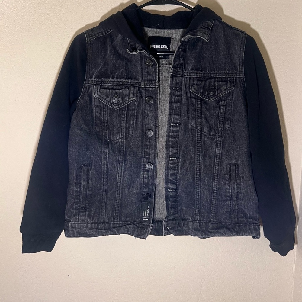 RSQ Boys Black Denim Jacket, Size XL